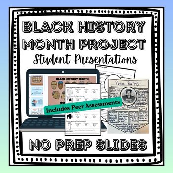 Preview of Black History Month Project: No Prep Slides, Student Present & Peer Assessments