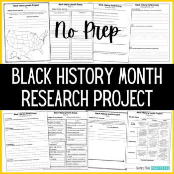 Preview of Black History Month Project - Research, Essay, Report Template, Worksheets
