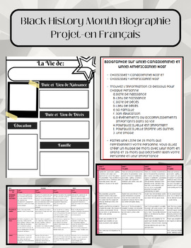 Preview of Black History Month Project and Poster Biography project-en Français/in French