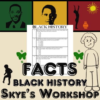 Preview of Black History Month Questions With Math Practice Elementary Level