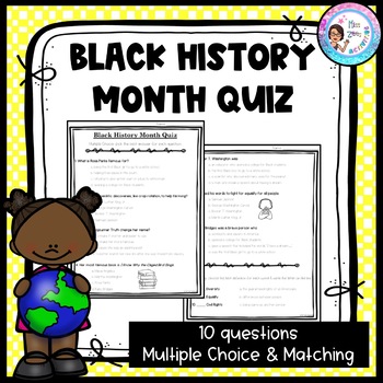 Black History Month Quiz By Miss Zees Activities 