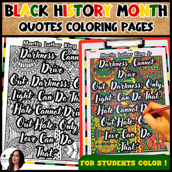 Preview of Black History Month Quotes Coloring Pages| February activities