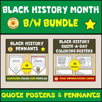 Preview of Black History Month Quotes Coloring Posters and Banner Research Project Displays