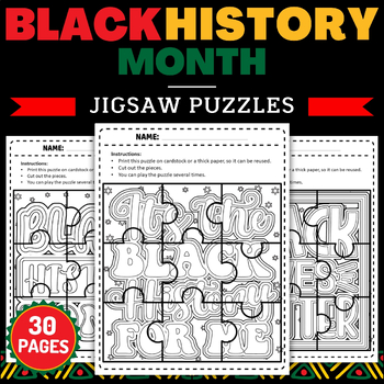 Preview of Black History Month  Quotes Jigsaw Coloring Puzzles - Fun February Activities