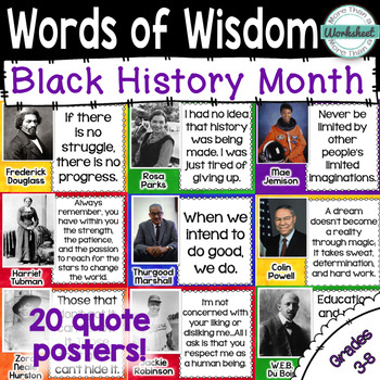 Preview of Black History Month Quotes Posters