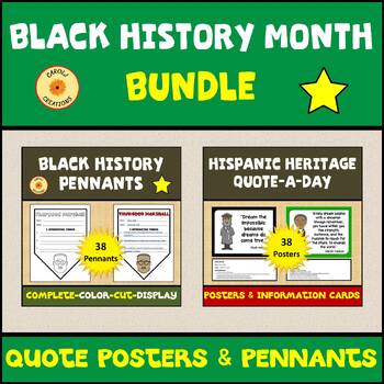 Preview of Black History Month Quotes Posters and Pennants Research Project Displays