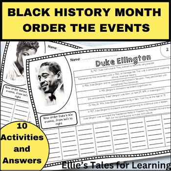 Black History Month Reading Activity Worksheet Set - Ordering the Events