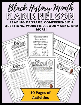 Preview of Black History Month Reading Comprehension Activities: Kadir Nelson, Illustrator