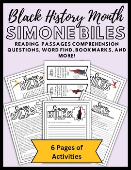 Preview of Black History Month Reading Comprehension Activities: Simone Biles