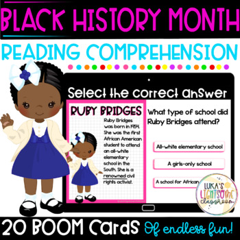Preview of Black History Month Reading Comprehension Boom Cards