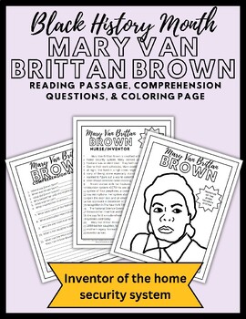 Preview of Black History Month Reading Comprehension FREEBIE Mary Van Brittan Brown