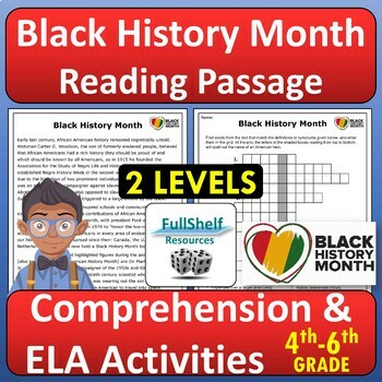 Preview of Black History Month Reading Comprehension February Passage BHM 4th 5th 6th Grade