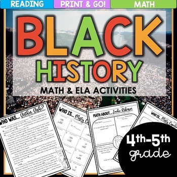 Preview of Black History Month Reading & Math Activities | 4th & 5 | BUNDLE