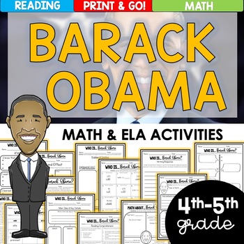 Preview of Black History Month Reading Comprehension | Math Activities | Barack Obama