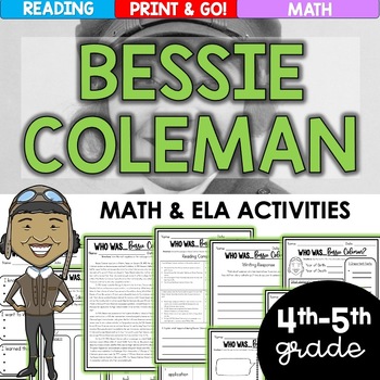 Preview of Black History Month Reading Comprehension | Math Activities | Bessie Coleman