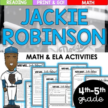 Preview of Black History Month Reading Comprehension | Math Activities | Jackie Robinson