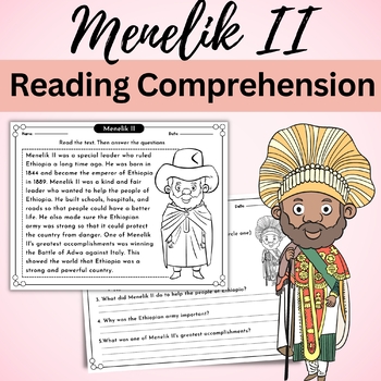 Preview of Black History Month Reading Comprehension Passage | Menelik II