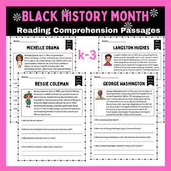 Preview of Black History Month Reading Comprehension Passages