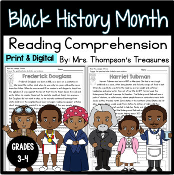 Preview of Black History Month Reading Comprehension Passages Print & Digital