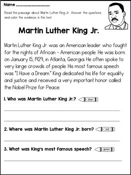 Black History Month Reading Comprehension Passages and Activities for ...