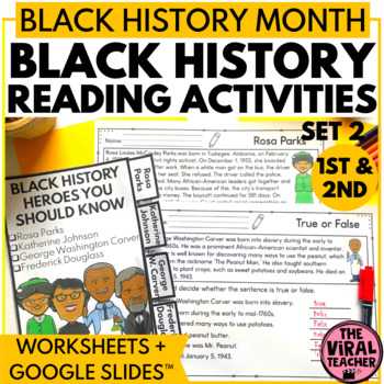 Preview of Black History Month Reading Comprehension Passages and ELA Activities set 2