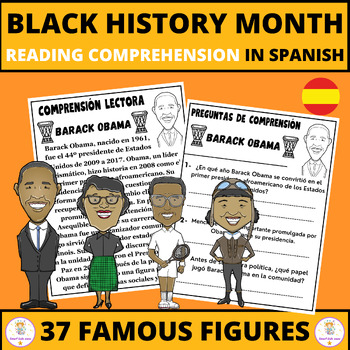 Preview of Black History Month Reading Comprehension Passages and Questions In Spanish
