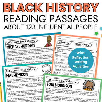 Preview of Black History Month Reading Comprehension Passages for Research Projects