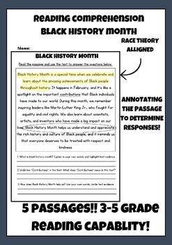 Preview of Black History Month Reading Comprehension Upper Elementary!
