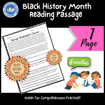 Preview of Black History Month Reading Passage/George Washington Carver