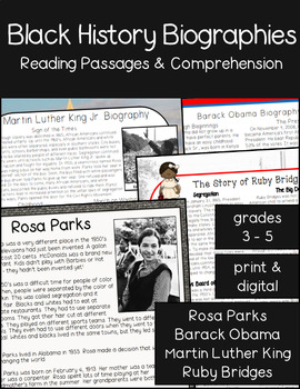 Preview of Black History Month Biographies Reading Passages Bundle
