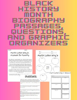 Preview of Black History Month Reading Passages and graphic organizers