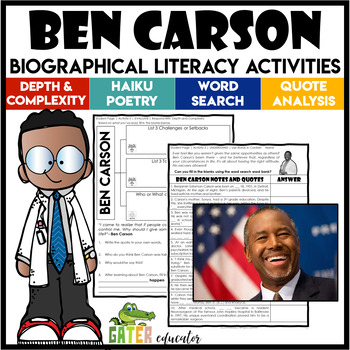 Preview of Black History Month Reading Writing Activities | Dr Ben Carson Biography