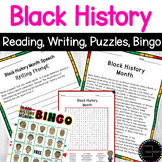 Black History Month Reading Writing Bingo Word Search Work