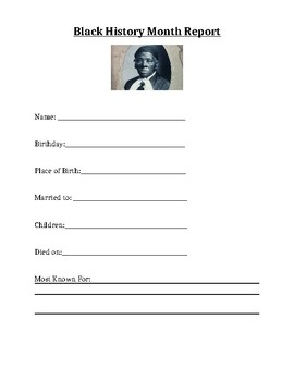 Preview of Black History Month Report - Harriet Tubman