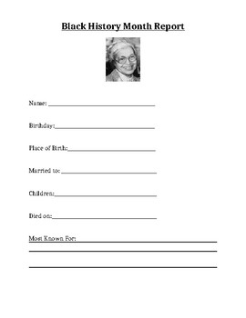 Preview of Black History Month Report Template - Rosa Parks