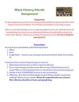 black history month research assignment