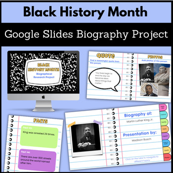 Preview of Black History Month Research Digital Project Google Slides Resource Biography