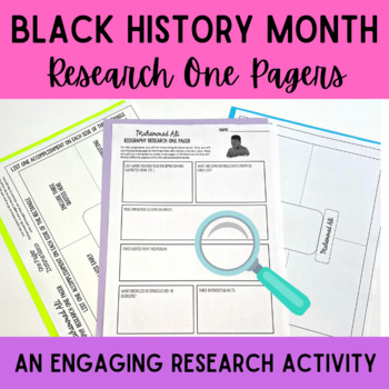 Preview of Black History Month Research One Pagers- 6th, 7th, 8th Grade Research Activity