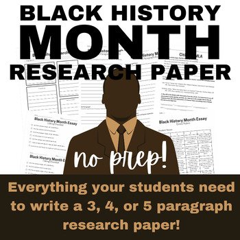 Preview of Black History Month Biography Research Project | 3 4 5 Paragraph Essay