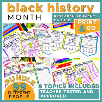 Preview of Black History Month Research Pennant Banner Project Bundle