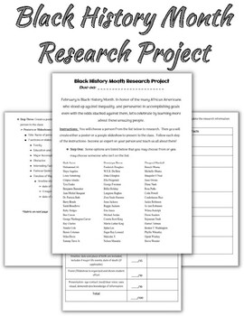 black history month research project high school