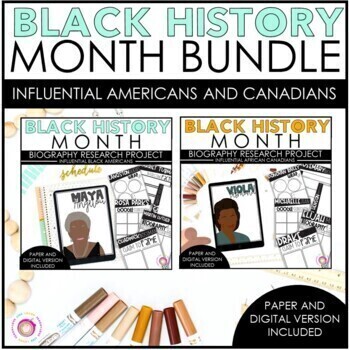 Preview of Black History Month Research Project Bundle | Paper & Digital | Organizers