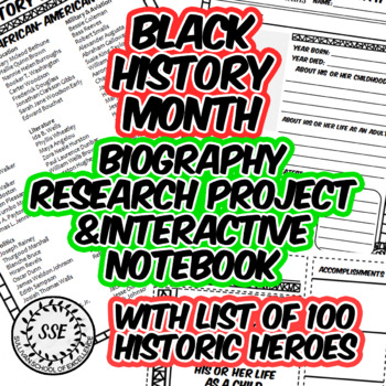 Preview of Black History Month Research Project Interactive Notebook Graphic Organizer
