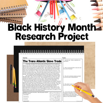 Preview of Black History Month Research Project Slavery to Freedom