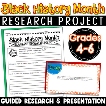 Preview of Black History Month Research Project - Social Studies Biography Guided Research 