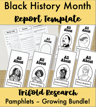 Preview of Black History Month- Research Report Templates- Trifold- MLK + more!