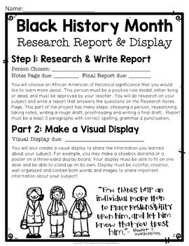 Black History Month Research Report (with Optional Visual Display)