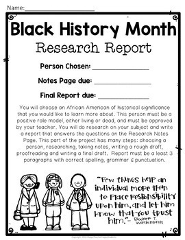 black history book report template