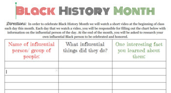 Preview of Black History Month Research Worksheet