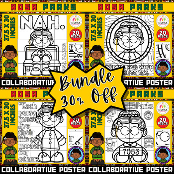 Preview of Black History Month Rosa Parks Coloring Poster Bundle: Art Projects & Bulletin